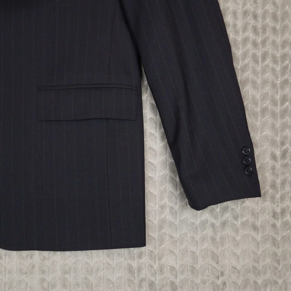 Brooks Brothers Brooksease Blazer Mens 18 Navy Pinstripe Wool 3-Button